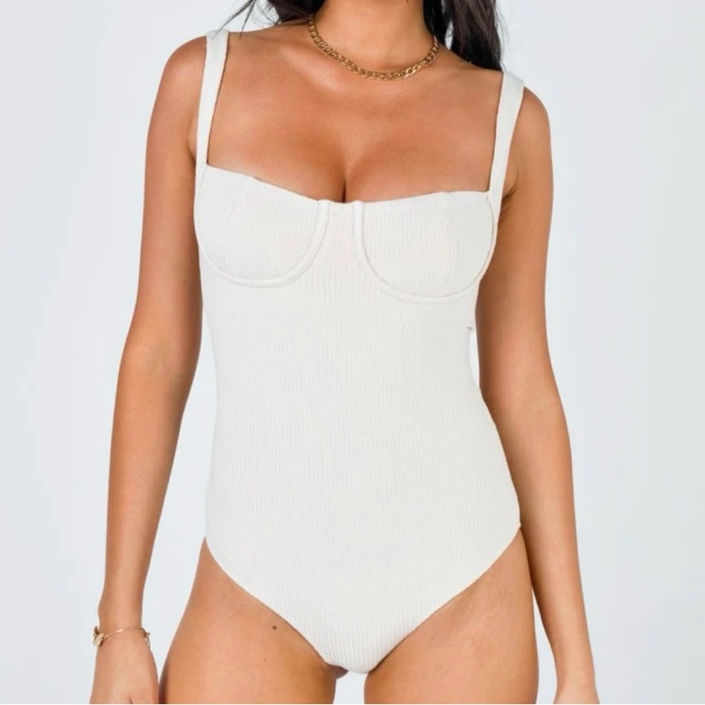 Princess Polly Beige Ribbed Underwire Bodysuit